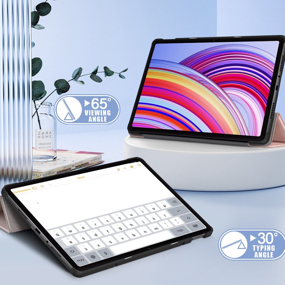 Husa tableta pentru Xiaomi Redmi Pad Pro / Poco Pad cu suport Multi-Unghi și functie Sleep/Wake, SKYDDAR FoldVision - Roz - 3 | YEO