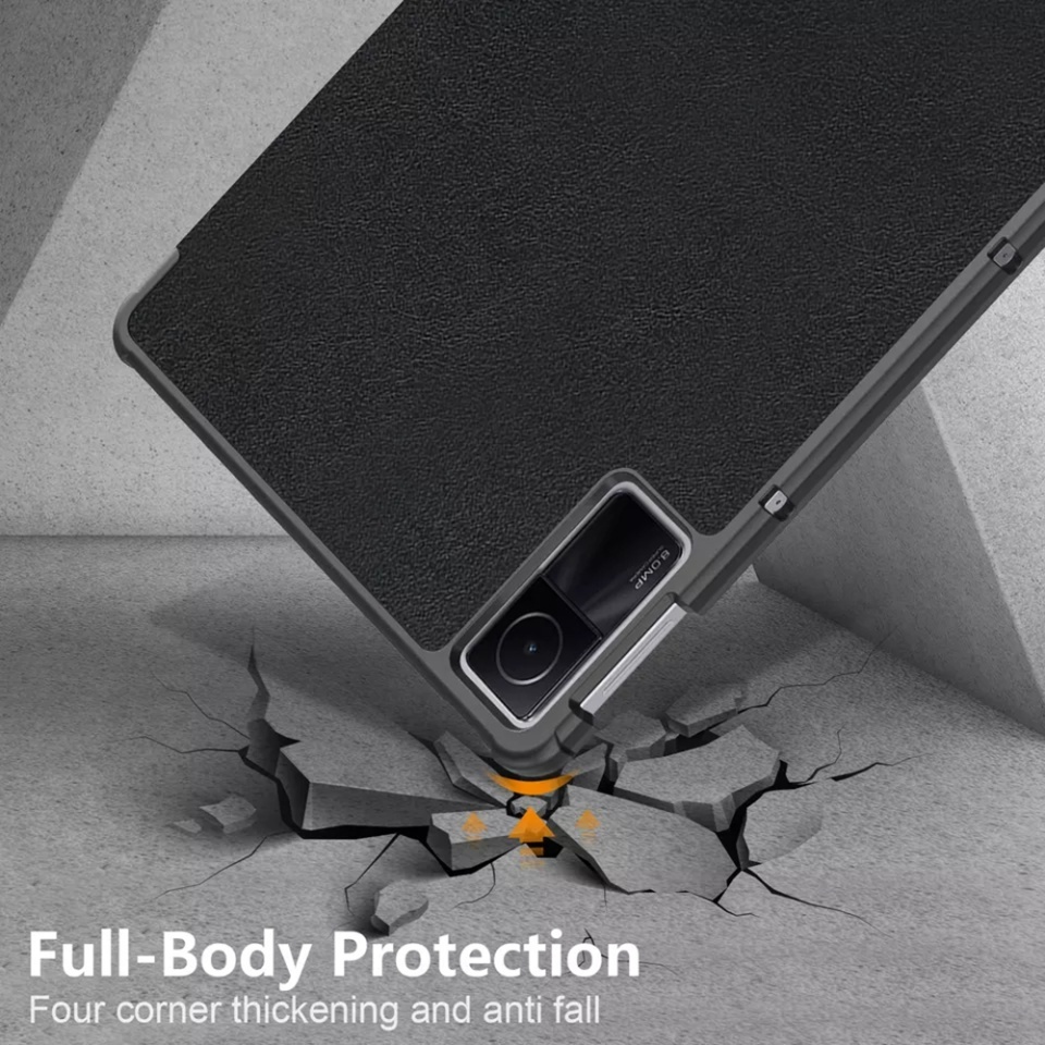 Husa tableta pentru Xiaomi Redmi Pad, SKYDDAR INNOVATION, cu suport Multi-Unghi si functie Sleep/Wake, FoldPro, Negru, set cu sticker - 2 | YEO
