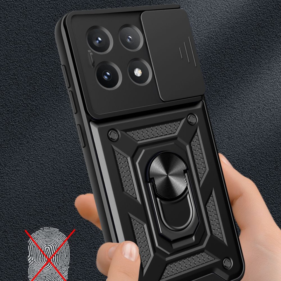 Husa Xiaomi Poco F6 Pro cu inel magnetic si protectie camera Skyddar CamShield - Verde - 3 | YEO