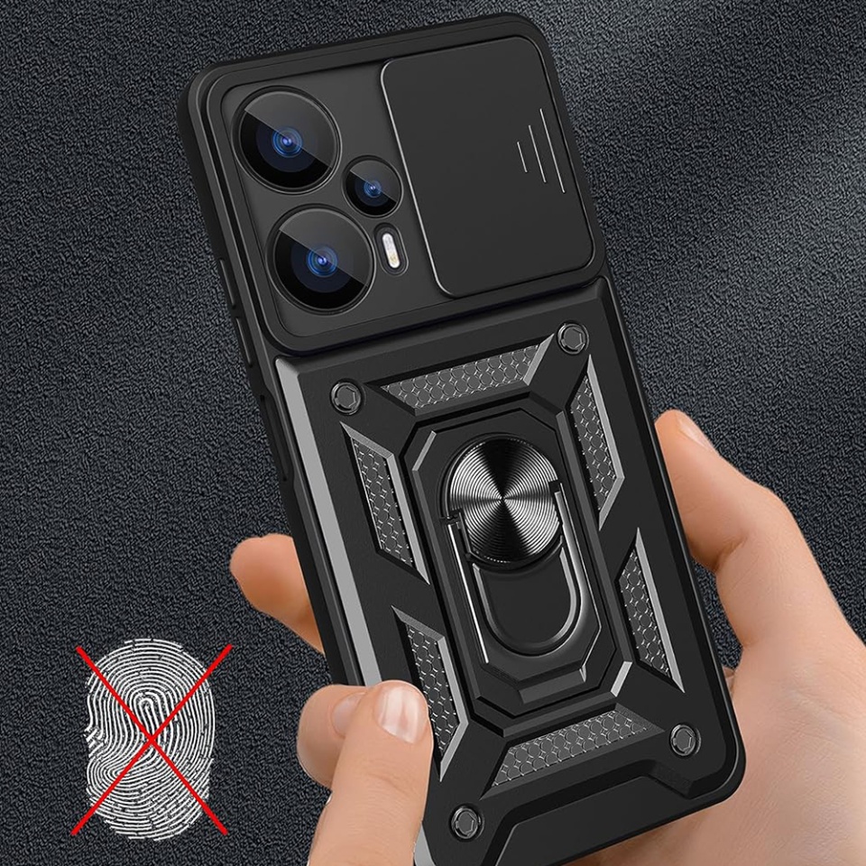 Husa Xiaomi Redmi 13 / Poco M6 4G cu inel magnetic si protectie camera Skyddar CamShield - Negru - 3 | YEO