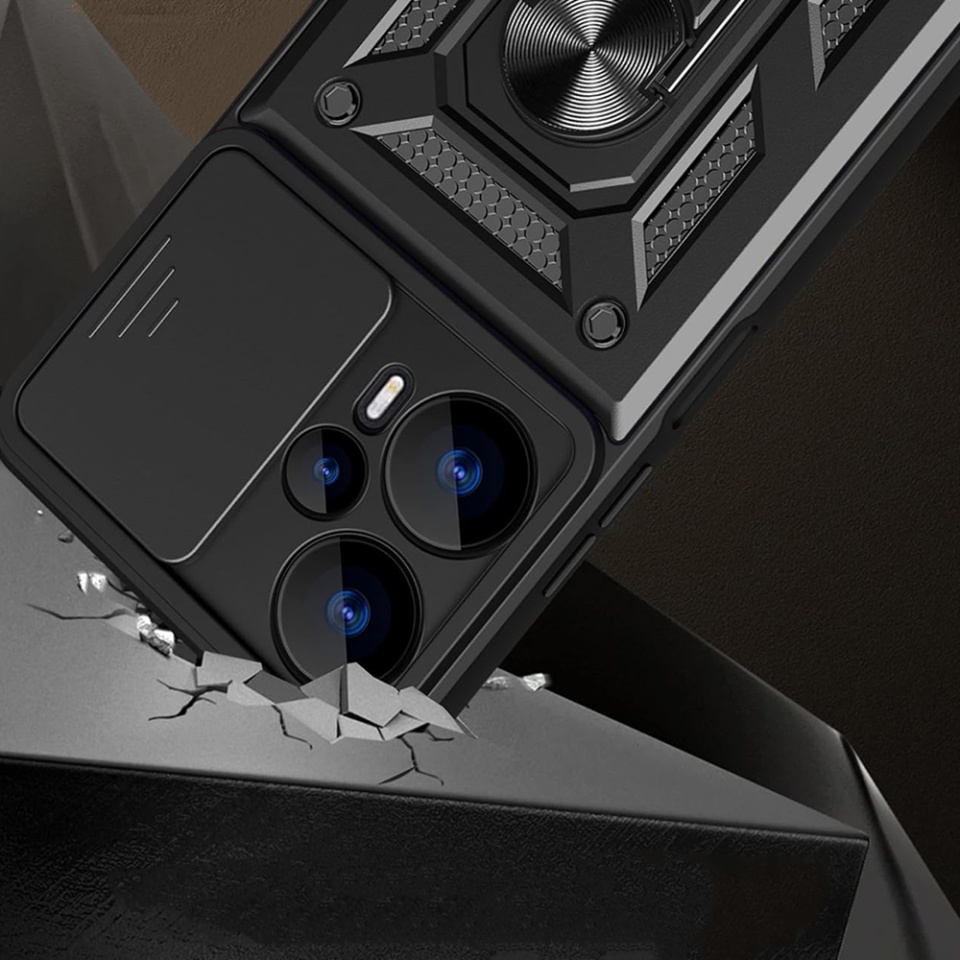 Husa Xiaomi Redmi 13 / Poco M6 4G cu inel magnetic si protectie camera Skyddar CamShield - Albastru - 2 | YEO