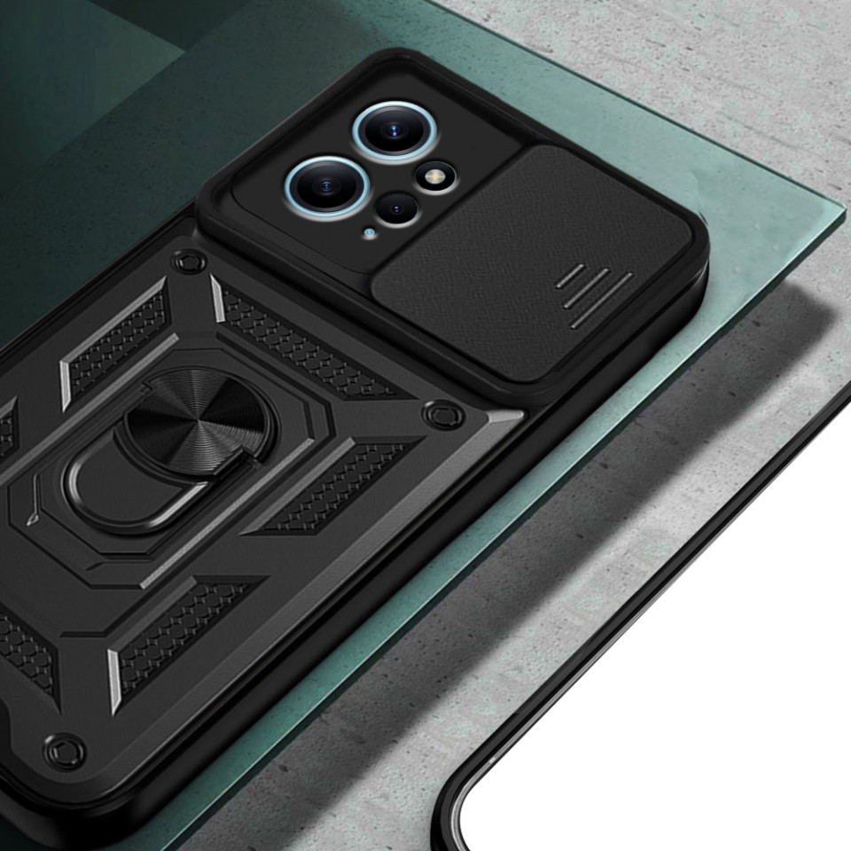 Husa Xiaomi Redmi Note 12 4G cu inel magnetic, Techsuit CamShield - Negru - 1 | YEO
