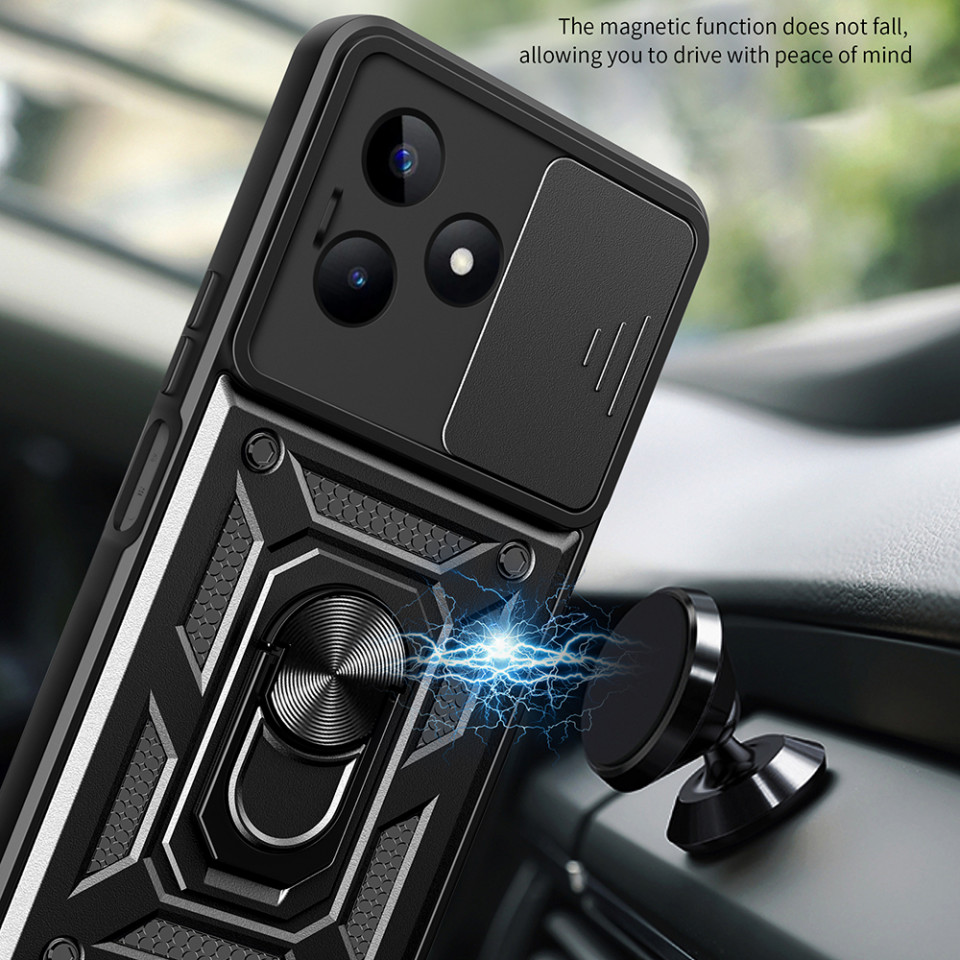 Husa Xiaomi Redmi Note 13 cu inel magnetic, Skyddar CamShield - Negru - 3 | YEO