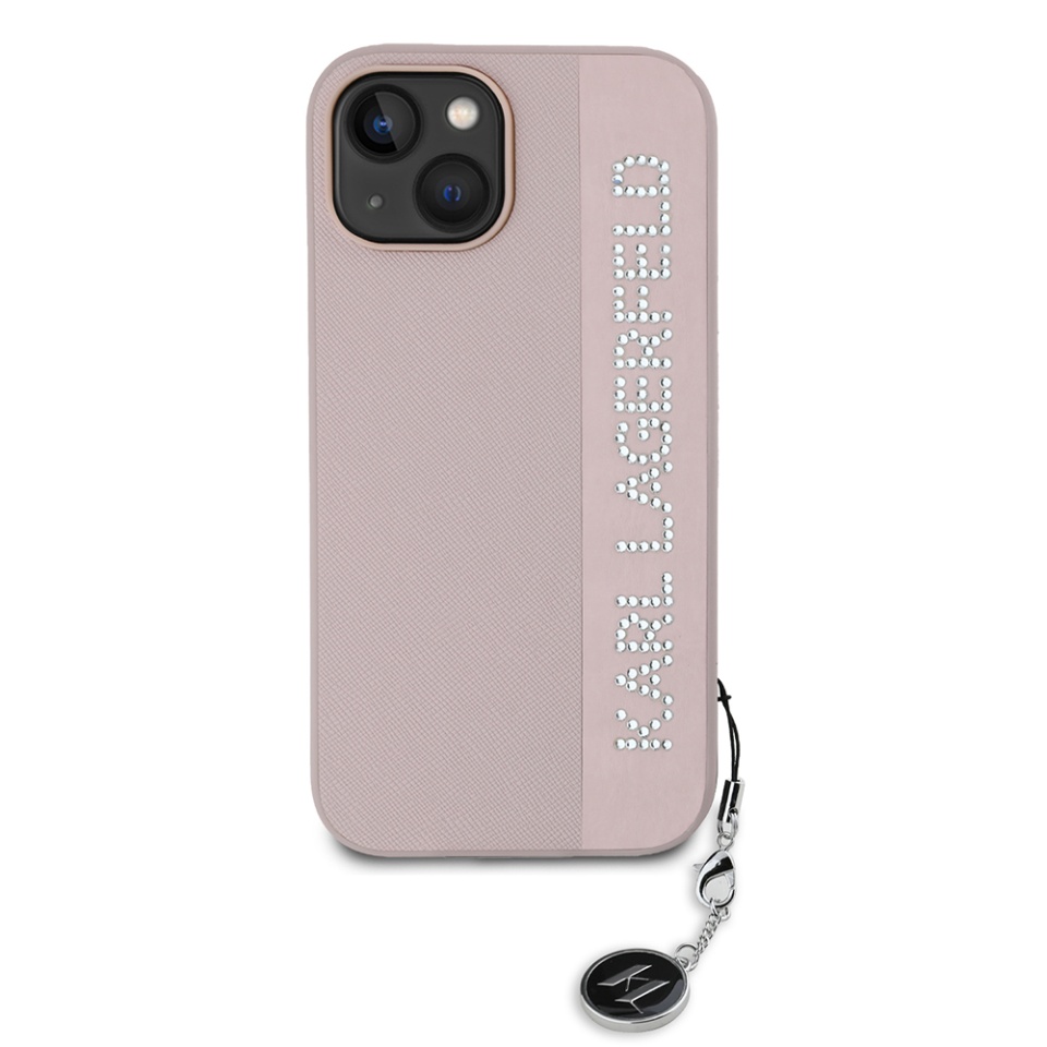 Huse pentru iPhone 15, Karl Lagerfeld, Saffiano Rhinestones&Charm, Roz - 1 | YEO