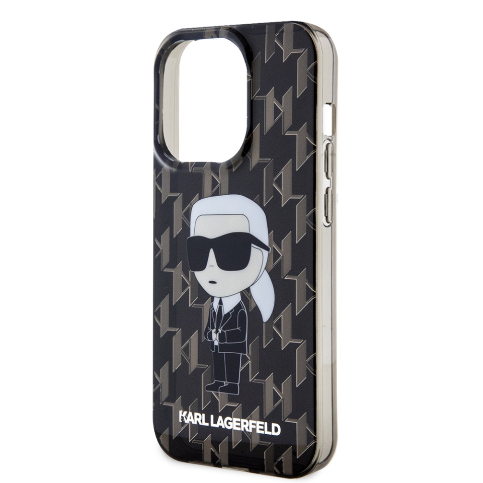 Huse pentru iPhone 15 Pro Max, Karl Lagerfeld, Hardcase Monogram, Negru - 2 | YEO