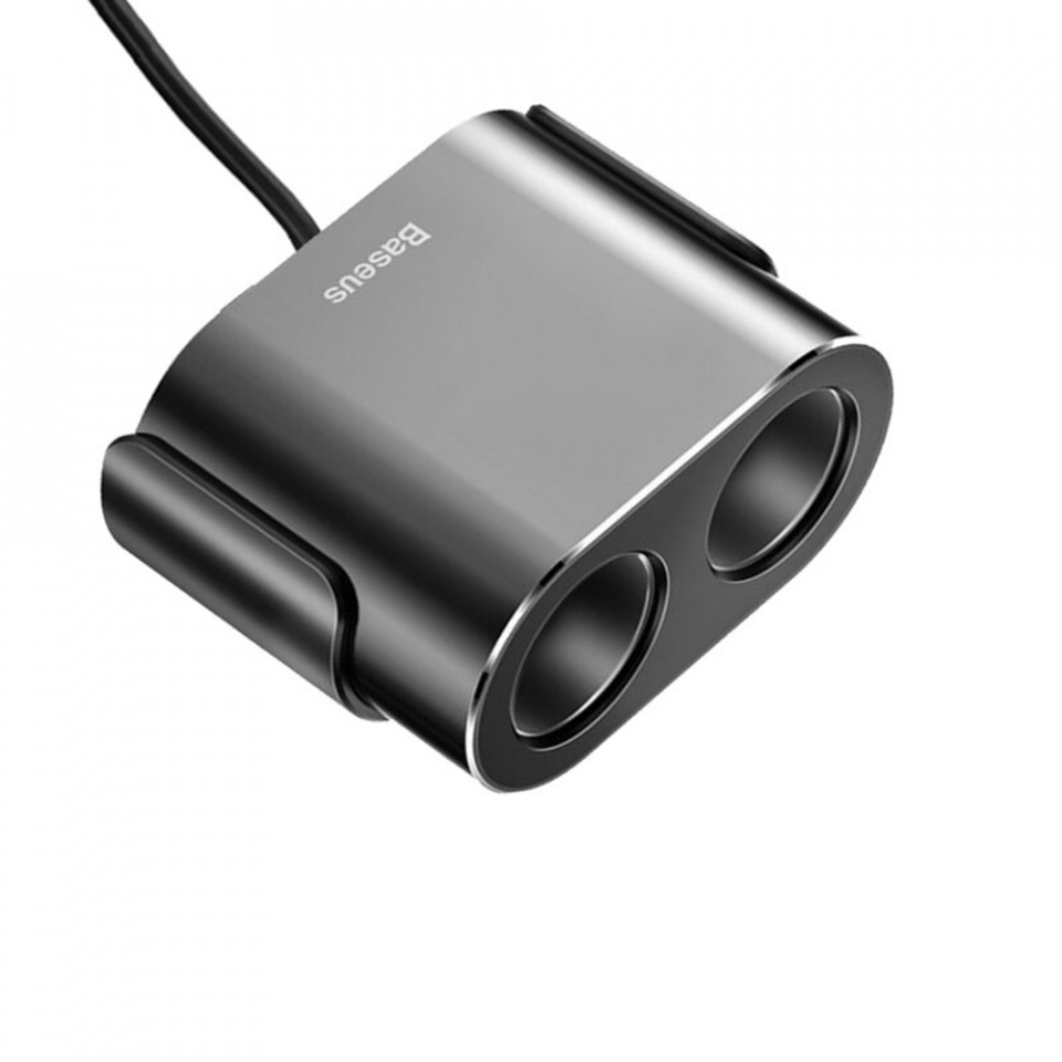 Incarcator auto 2x USB 3.1A, 17W cu 2x priza bricheta 80W, Baseus (CRDYQ-01) - Negru - 2 | YEO