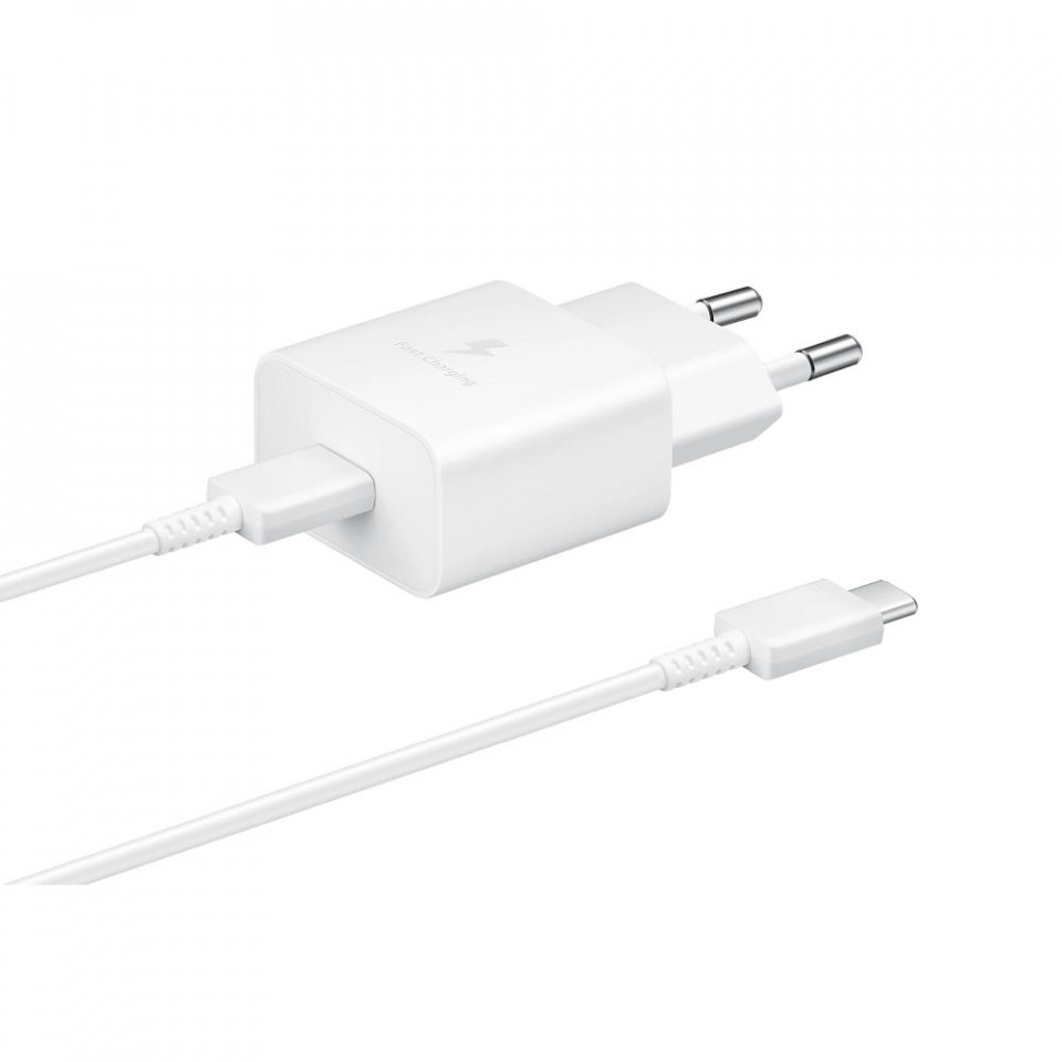 Incarcator priza fast charge 15W, 2A, cu cablu Type-C, Original Samsung - Alb