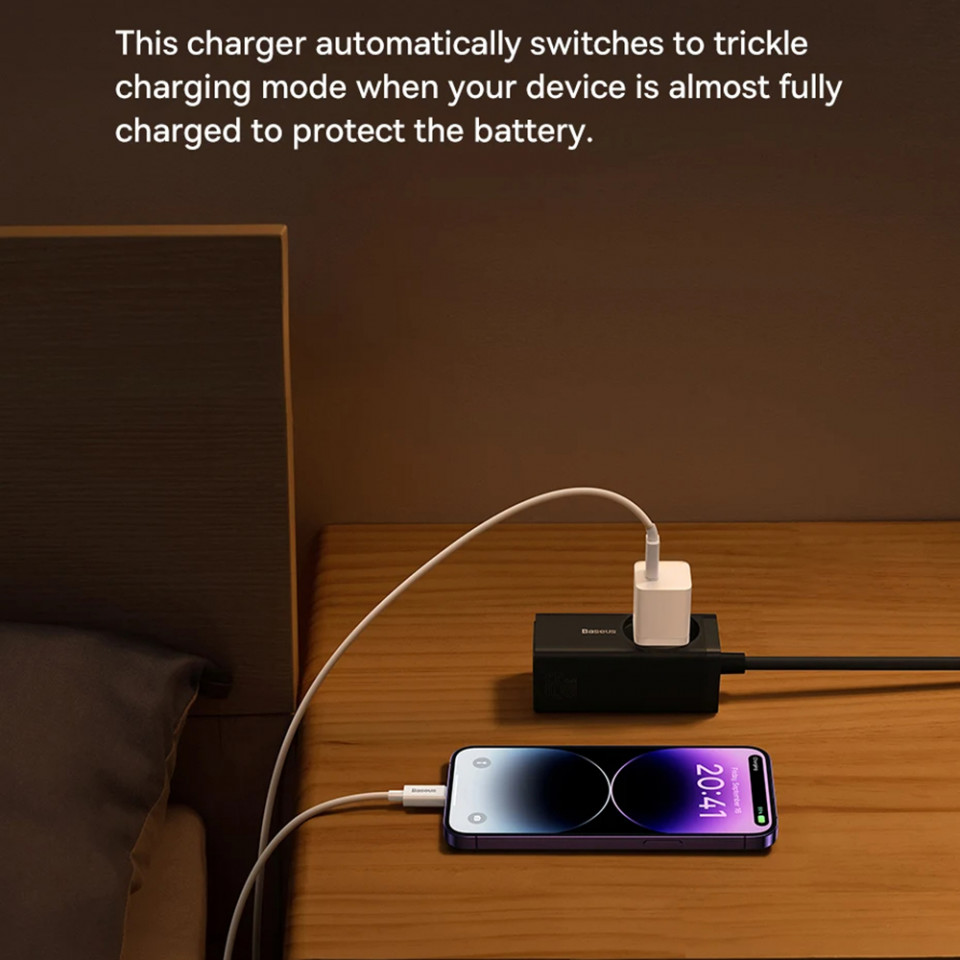 Incarcator Type-C, Fast Charging, GaN, 30W - Baseus (CCGN070401) - Black - 2 | YEO