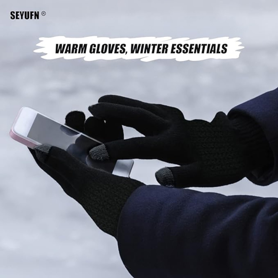 Manusi iarna Touch Screen, captusite, pentru ski, aer liber, SKDR st0012- Negru - 2 | YEO