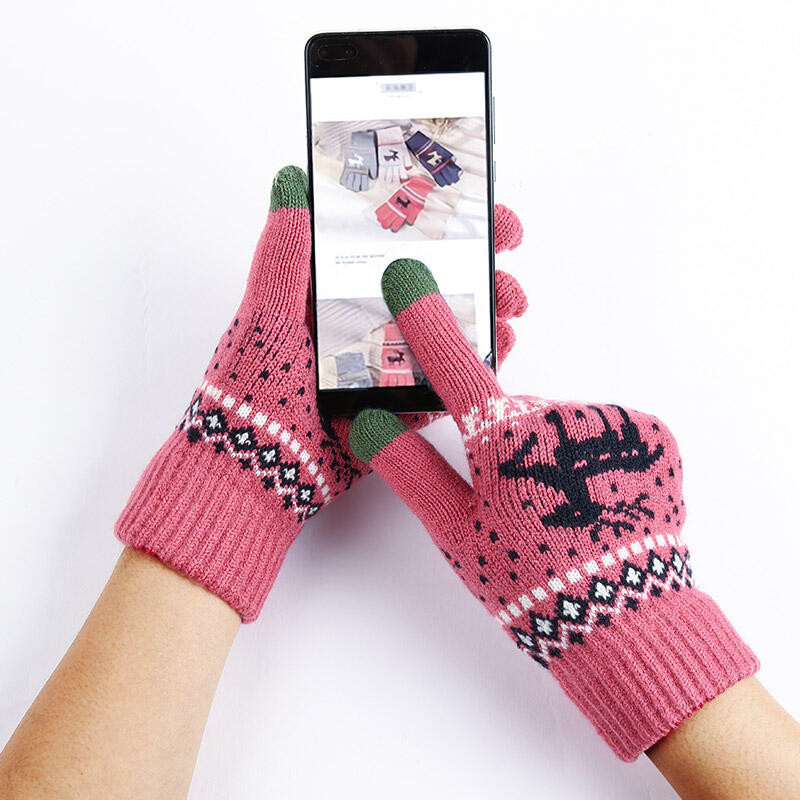 Manusi Touchscreen din lana si acril, dama, Skyddar ST02 - Roz inchis - 3 | YEO