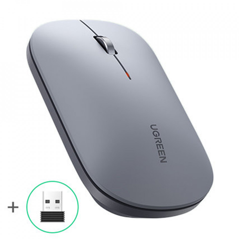 Mouse wireless (90373) design slim, 2 moduri, Dpi ajustabil (1000-4000), Ugreen - Gri - 1 | YEO