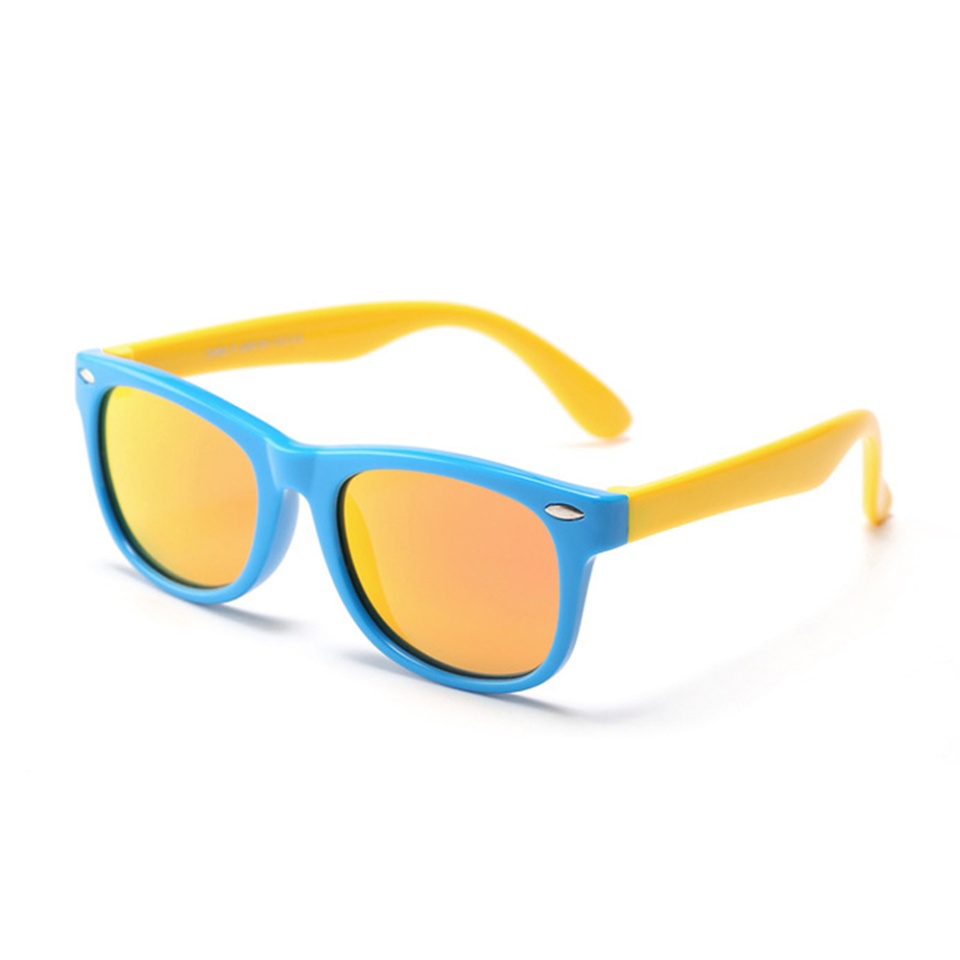 Ochelari de soare copii 3-8 Ani, Protectie UV, Polarizati, Skyddar Kido D802 - Albastru Galben Portocaliu
