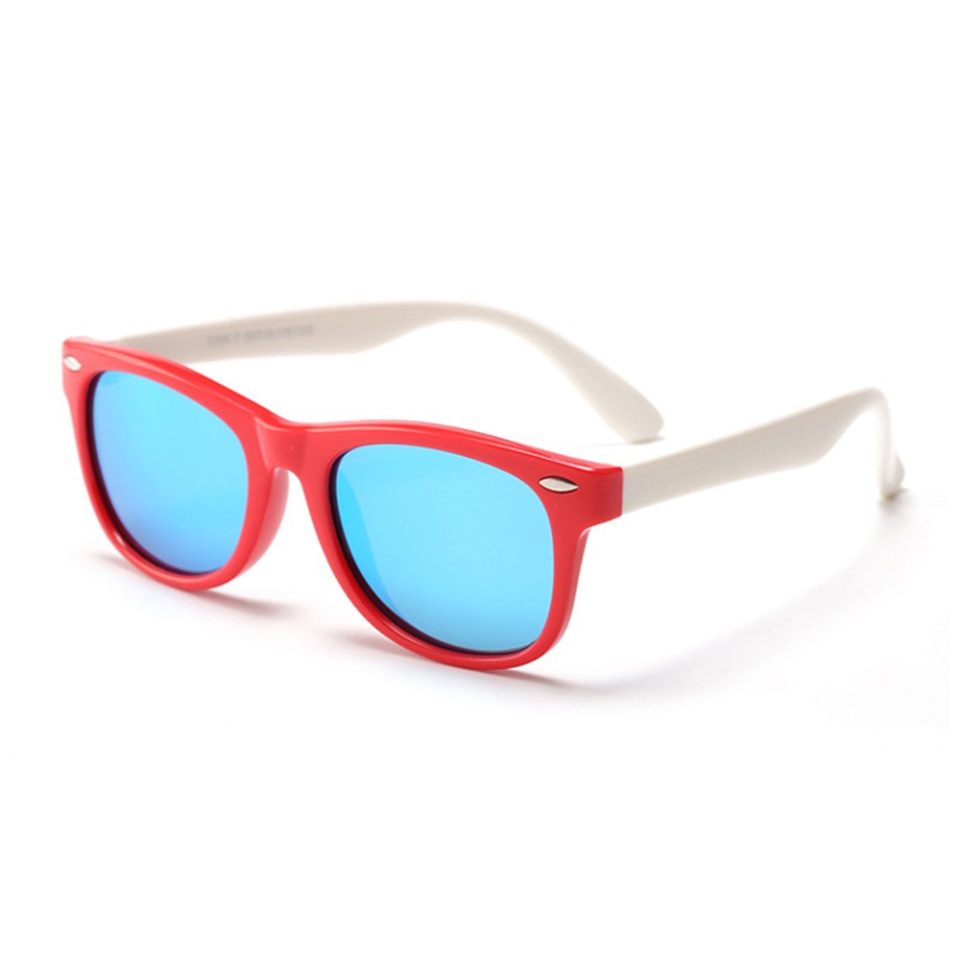 Ochelari de soare copii 3-8 Ani, Protectie UV, Polarizati, Skyddar Kido D802 - Alb Rosu Bleu