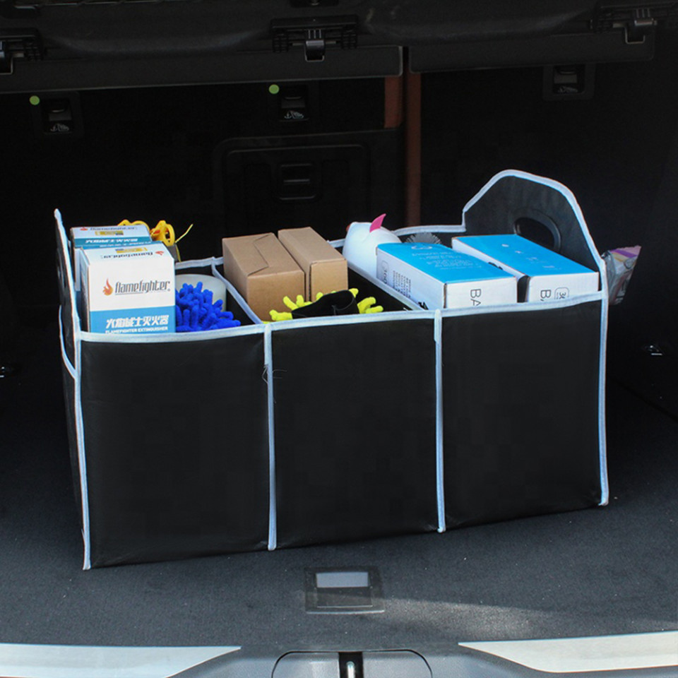 Organizator auto Protbagaj Pliabil, Universal, 3 Compartimente, Dimensiuni (L50xW32.5xH32.5cm), Techsuit Auto - Negru - 2 | YEO