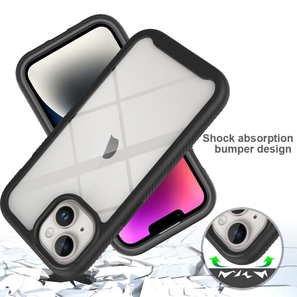 [Pachet 360°] Husa + Folie iPhone 15 Plus anti soc, Techsuit Defense - Negru - 2 | YEO