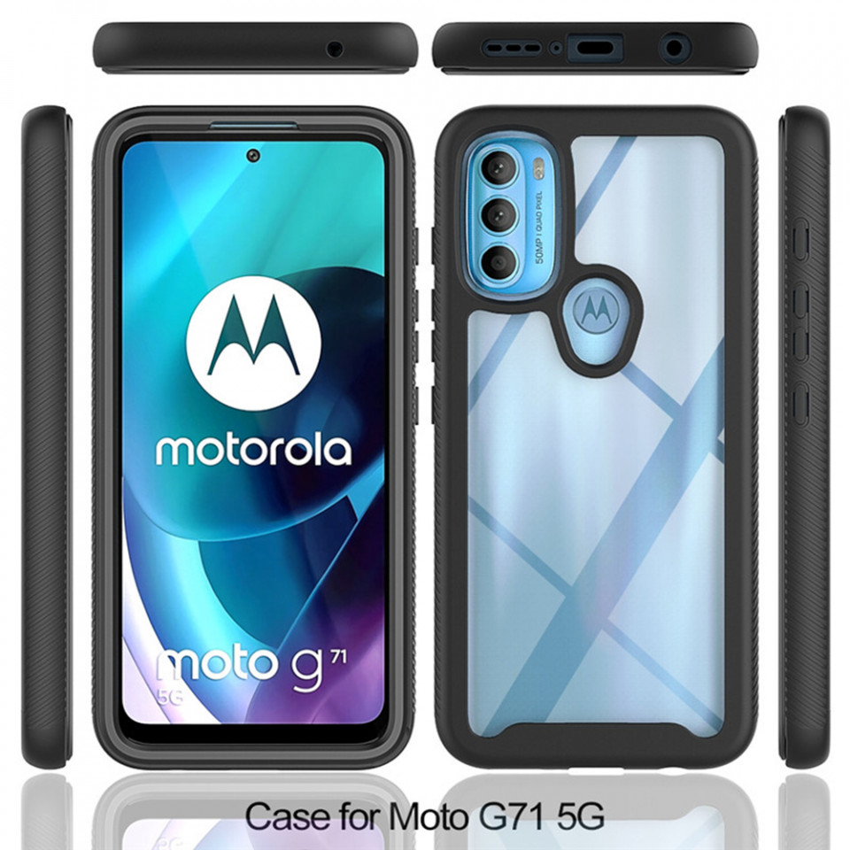 [Pachet 360°] Husa + Folie Motorola Moto G71 5G, Techsuit Defense - Negru - 1 | YEO