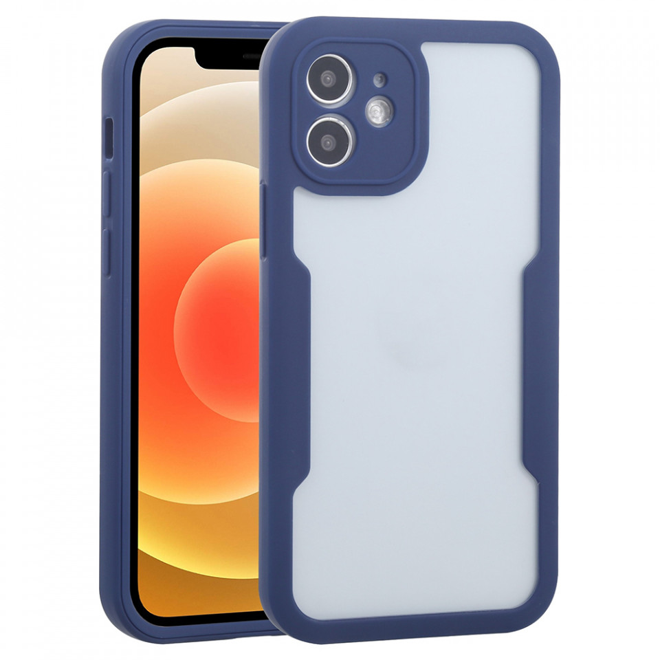 [Pachet 360°] Husa + Folie pentru iPhone 12, SKDR ColorShield 360° - Albastru