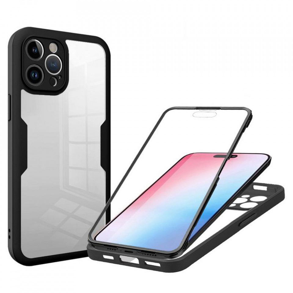 [Pachet 360°] Husa + Folie pentru iPhone 14 Pro, SKDR ColorShield 360° - Negru