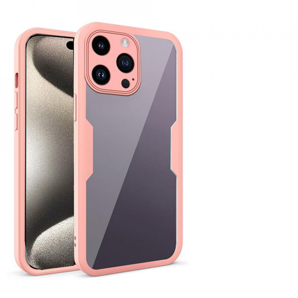 [Pachet 360°] Husa + Folie pentru iPhone 15 Pro Max, SKDR ColorShield 360° - Roz