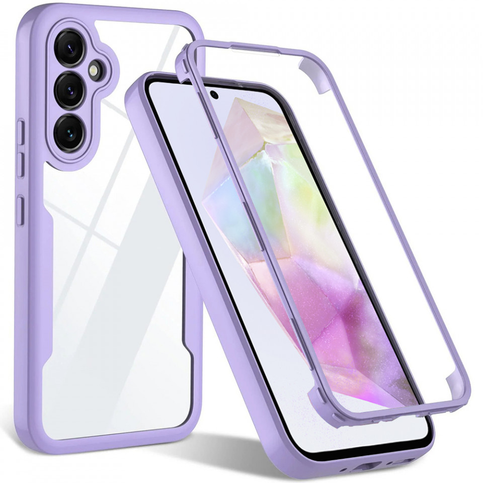 [Pachet 360°] Husa + Folie pentru Samsung Galaxy A35 5G, SKDR ColorShield 360° - Mov