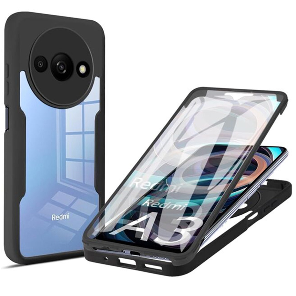 [Pachet 360°] Husa + Folie pentru Xiaomi Redmi A3, SKDR ColorShield 360° - Negru