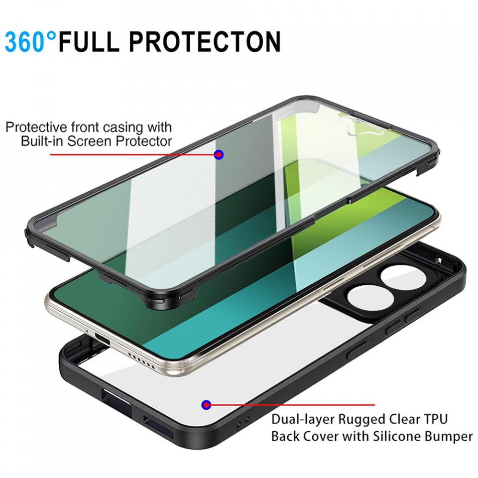 [Pachet 360°] Husa + Folie pentru Xiaomi Redmi Note 13 Pro 5G / Poco X6, SKDR ColorShield 360° - Mov - 2 | YEO