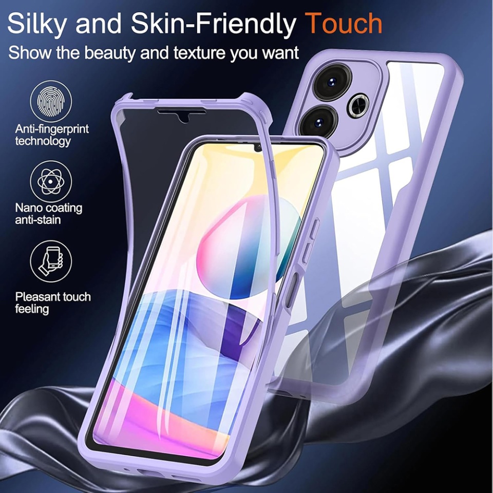[Pachet 360°] Husa + Folie pentru Xiaomi Redmi Note 14 Pro+ / Redmi Note 14 Pro / Poco X7, SKDR ColorShield 360° - Mov - 3 | YEO