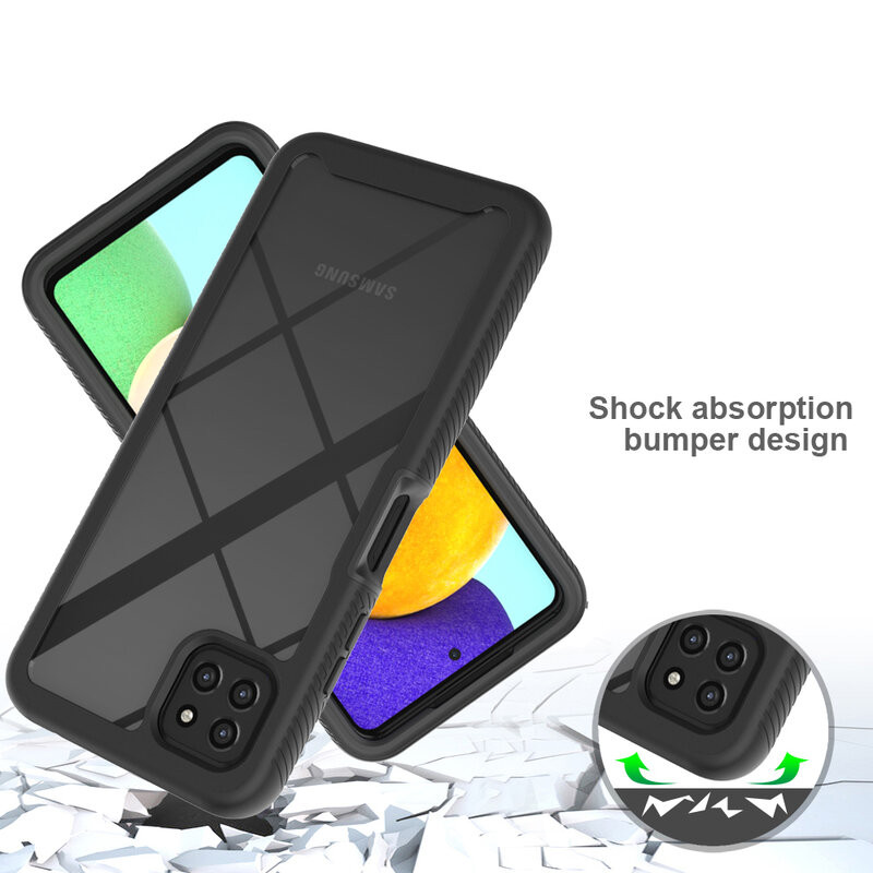 [Pachet 360°] Husa + Folie Samsung Galaxy A22 5G, Techsuit Defense - Negru - 3 | YEO