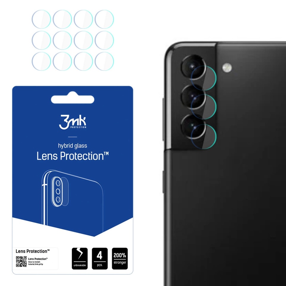 [Pachet 4x] Folie camera pentru Samsung Galaxy S21 5G, 3mk Lens Protection, Transparenta