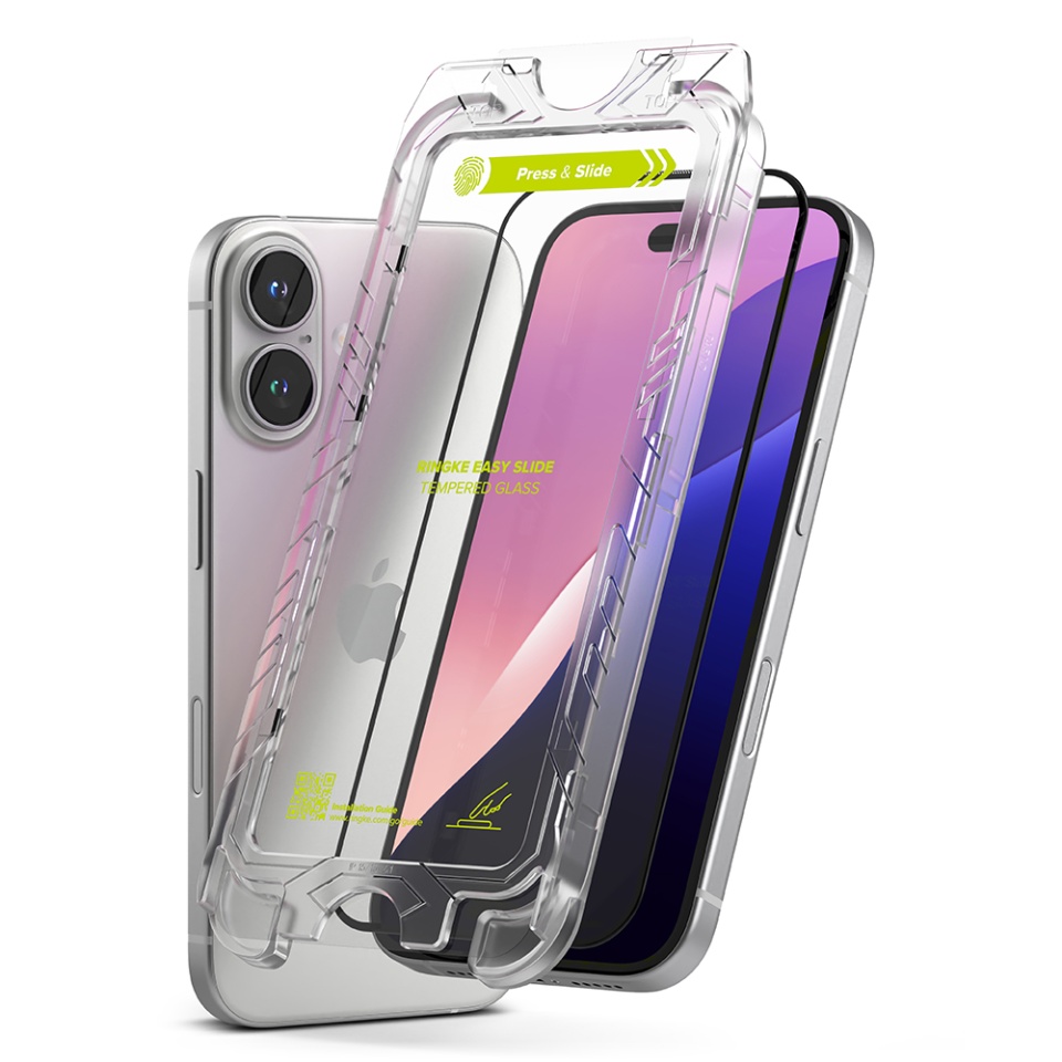 [Pachet x2] Folie sticla iPhone 15 Plus / 16 Plus, Claritate si Protectie Maxima, Strat Oleofobic Anti-Amprenta, Ringke Easy Slide - Transparenta - 1 | YEO
