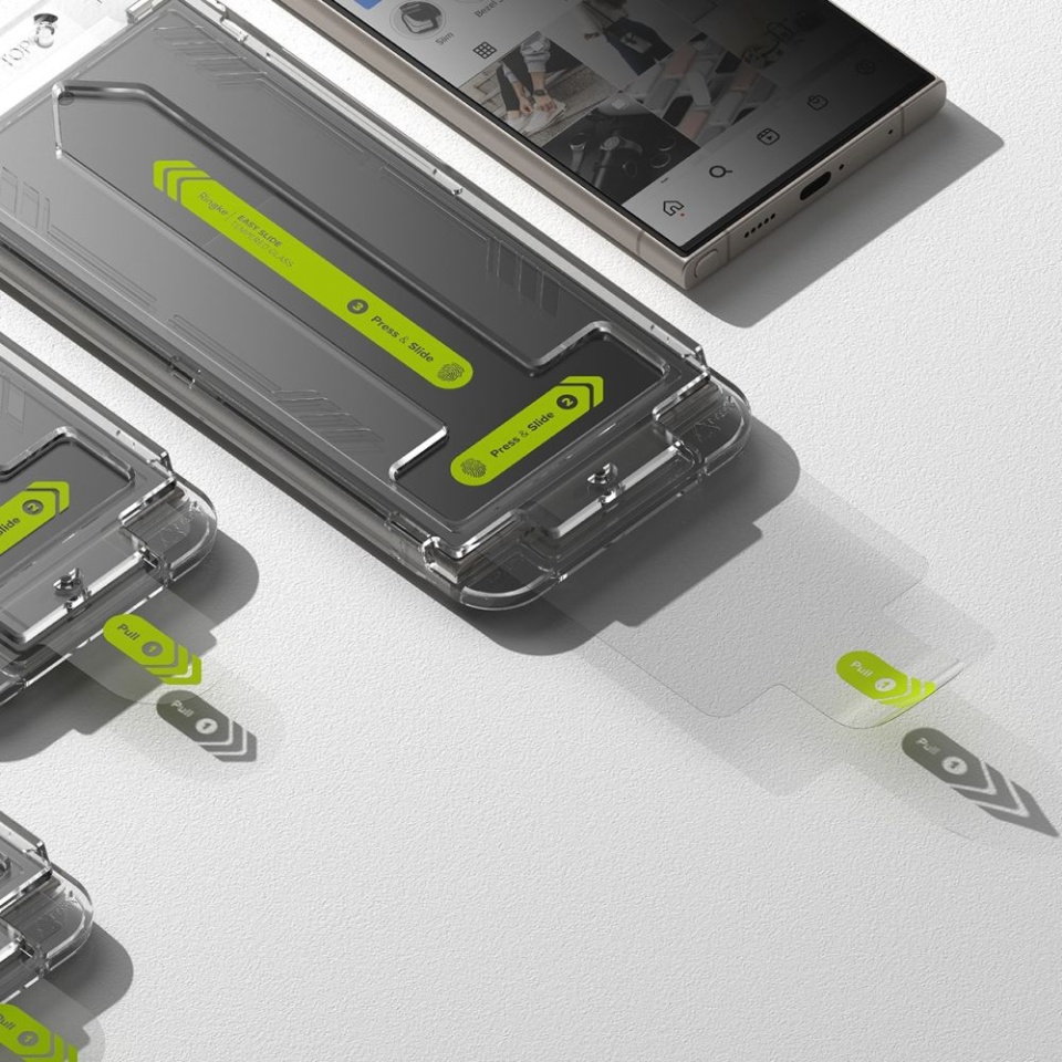 [Pachet x2] Folie sticla Samsung Galaxy S24 Ultra, Claritate si Protectie Maxima, Strat Oleofobic Anti-Amprenta, Ringke Easy Slide - Transparenta - 1 | YEO