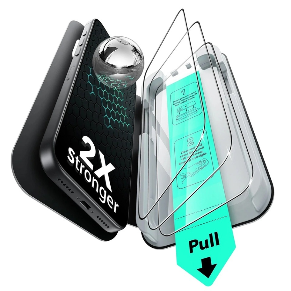 [Pachet x3] Folie sticla pentru iPhone 17 Pro Max, ESR Tempered Glass UltraFit, Transparenta