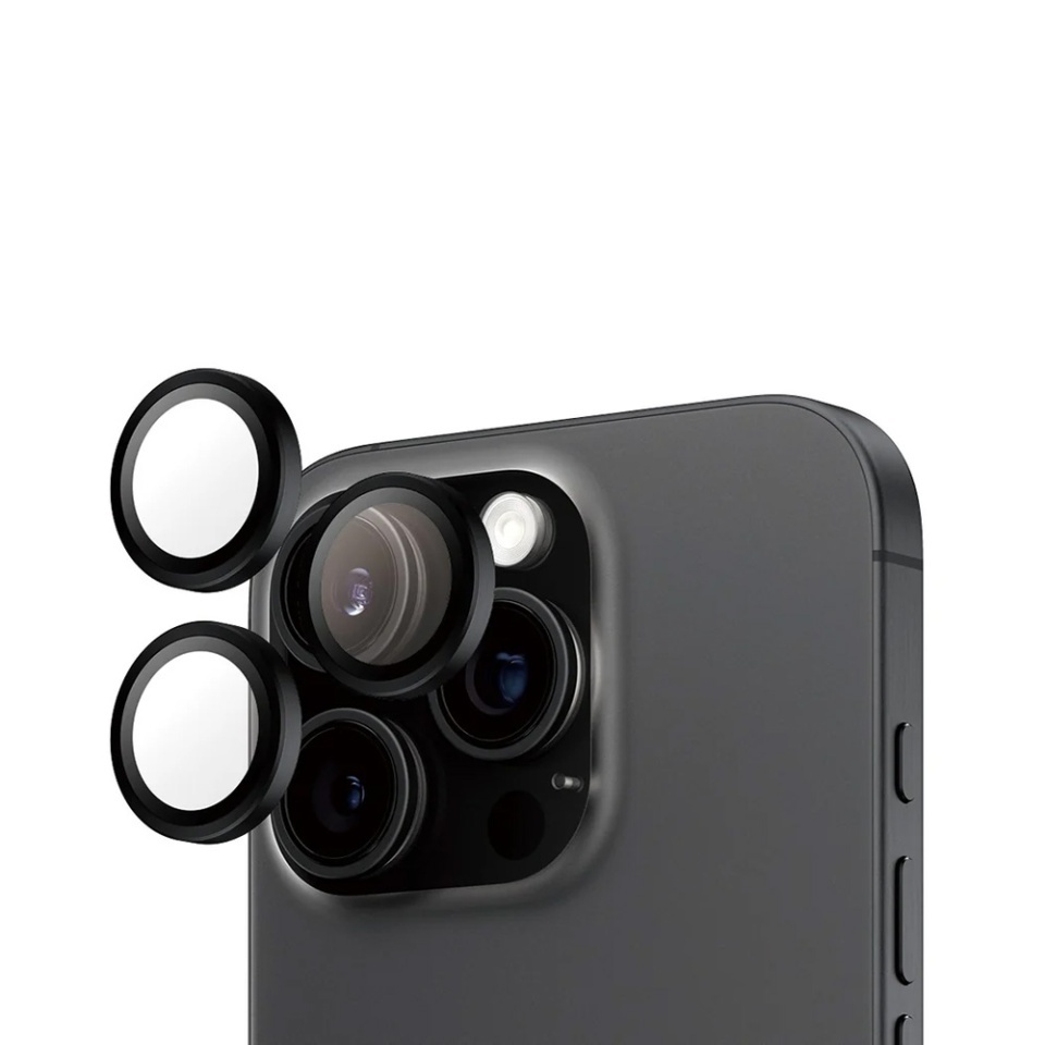 Protectie Camera pentru iPhone 16 Pro / 16 Pro Max, Hoops PanzerGlass®, cu Separare Optica, Sticla Securizata, Anti-Zgarieturi si Anti-Reflexie, Negru - 2 | YEO
