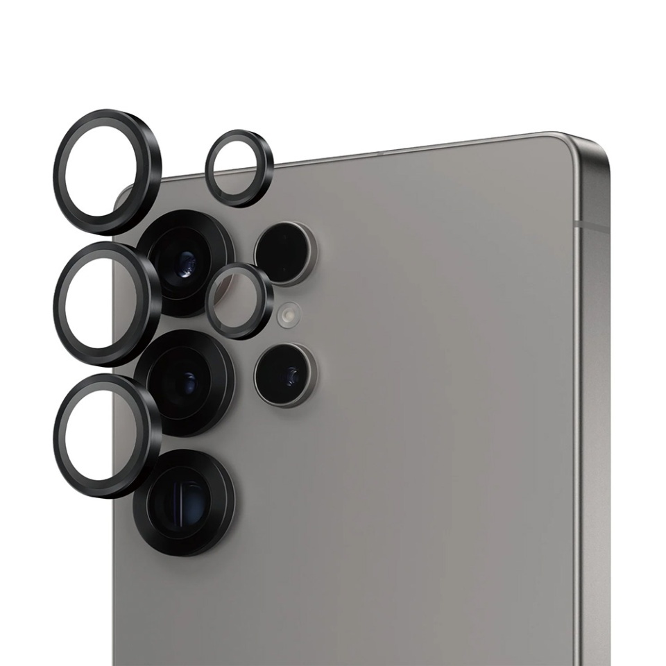 Protectie Camera pentru Samsung Galaxy S25 Ultra, Hoops PanzerGlass®, cu Separare Optica, Sticla Securizata, Anti-Zgarieturi si Anti-Reflexie, Negru - 1 | YEO