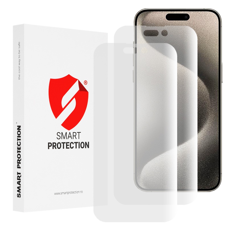 [SET 2x] Folie de protectie iPhone 15 Pro Max, Premium Classic, Smart Protection, Transparent