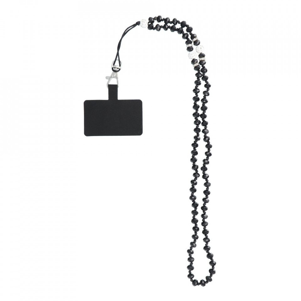 Snur universal telefon, 74cm (37cm prins), CRYSTAL DIAMOND - Negru - 3 | YEO
