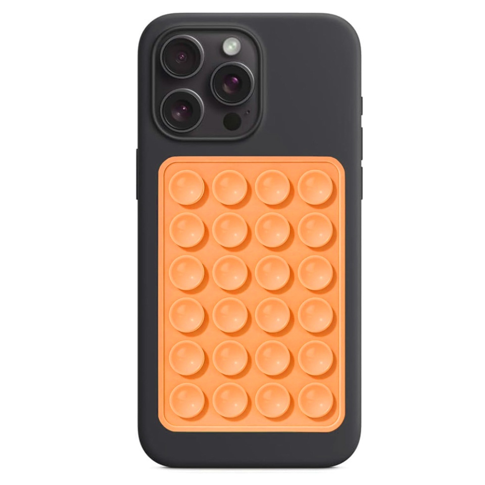Suport Adeziv Universal pentru Telefon cu Ventuza, Potrivit Pentru Tik-Tok/Selfie/Vizionare Video, din Silicon, 8x5,5cm, SKDR StickIt SO-PAD - Oranj