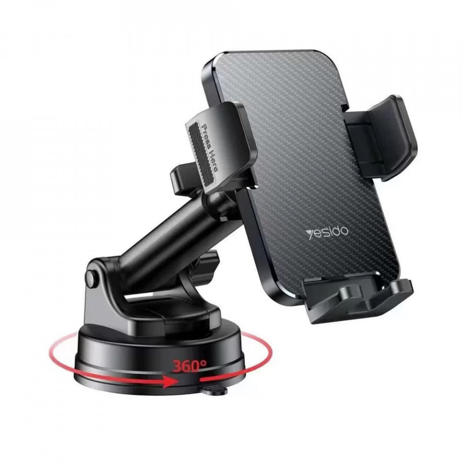 Suport Auto cu Prindere de Bord si Parbriz, Yesido (C173) - Negru