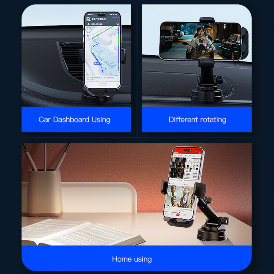 Suport Auto de Telefon pentru Parbriz si Bord - Yesido (C174) - Black - 3 | YEO