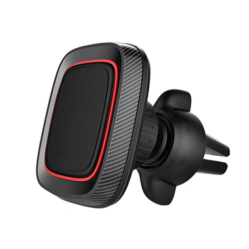 Suport Auto Grila Ventilatie Magnetic, cu Rotatie 360°, Compatibilitate Universala, SKDR MagGrip (S4), Negru Rosu, set cu sticker