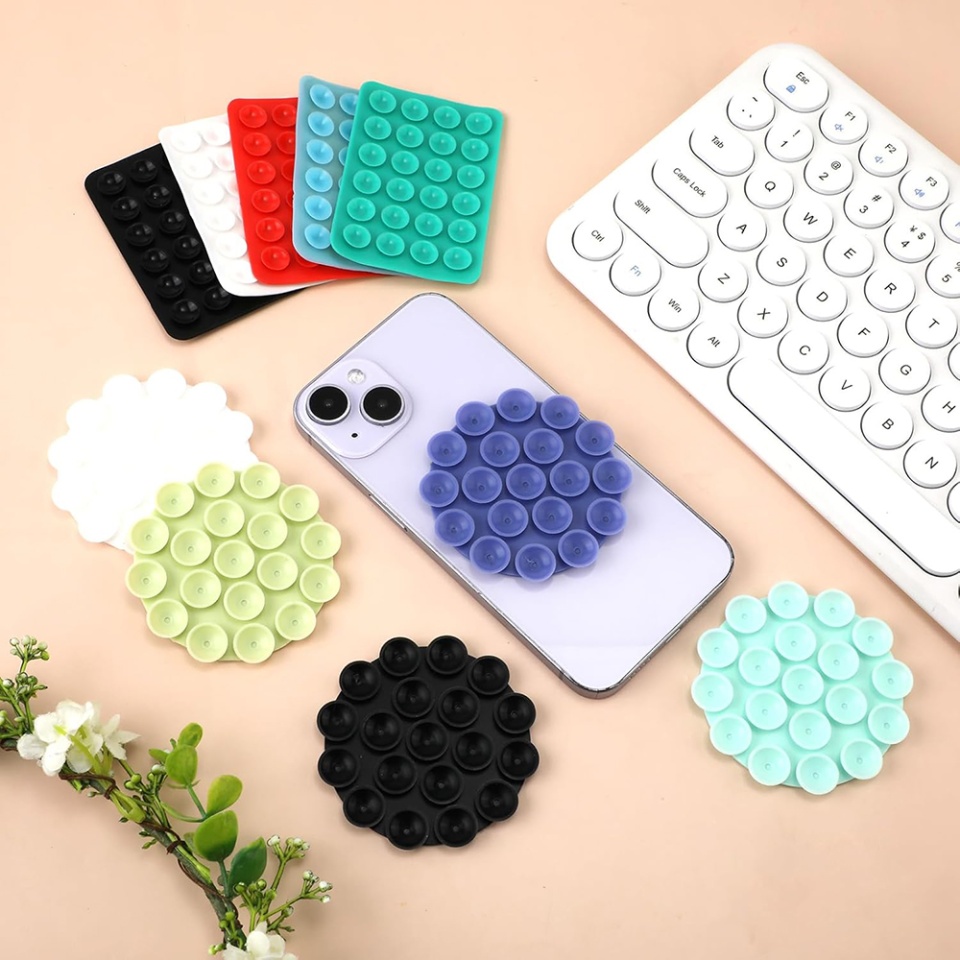 Suportul Adeziv Universal cu Ventuze, Ideal pentru Tik-Tok, Selfie și Vizionare Video, Dimensiunile 5x7cm, SKDR SplashProof SR-CUP - Portocaliu - 2 | YEO