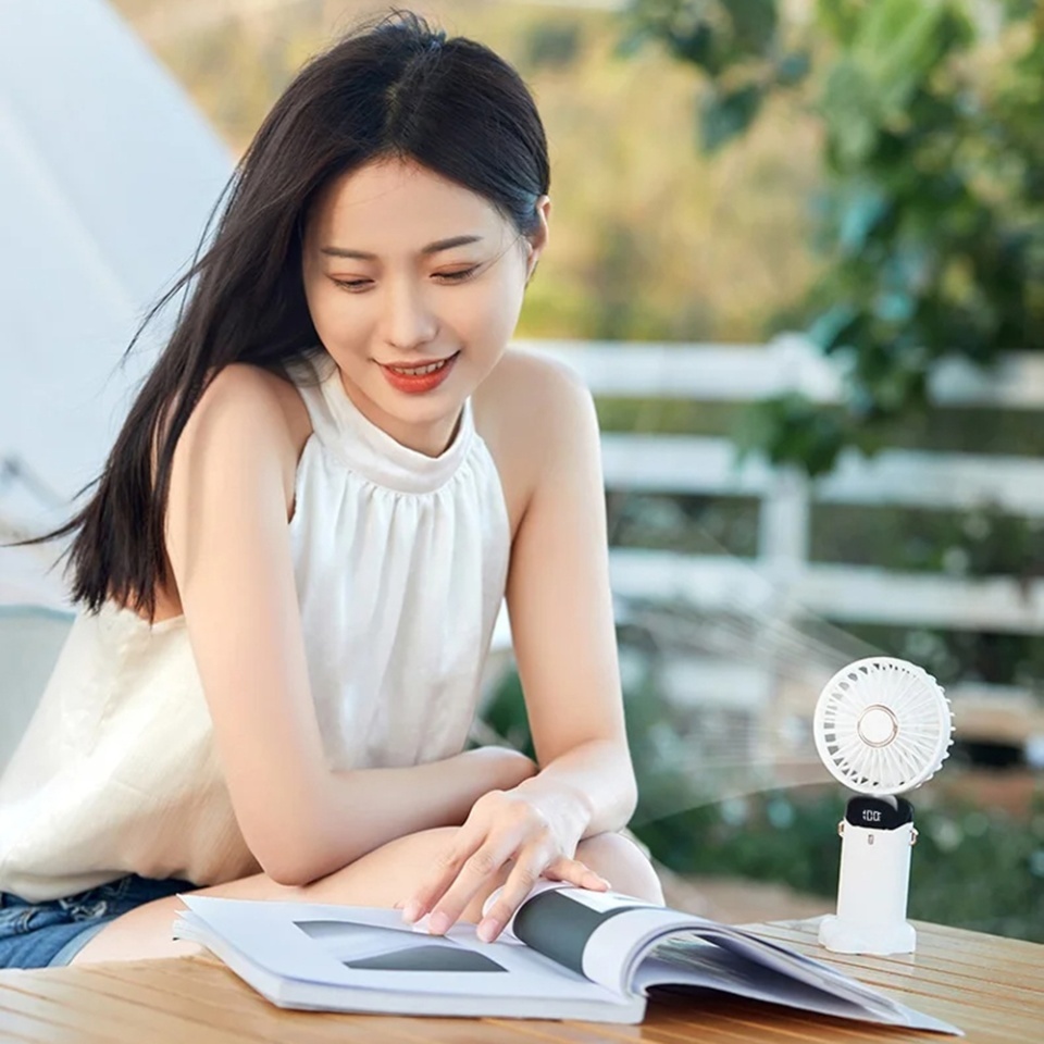 Ventilator Portabil, 5 Viteze, N15, USB-C 2A, 1800mAh, Compact si Usor, set cu sticker, Roz - 3 | YEO