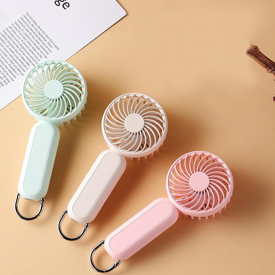 Ventilator Portabil Mini, 3 Viteze, de Birou, de Mana, USB, 1200mAh, SKDR LittleWonder - Bej deschis - 2 | YEO