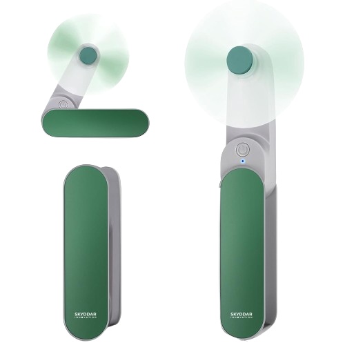 Ventilator Portabil Mini, de Poseta, de Birou, de Mana, Silentios, Pliabil, 1200mAh, SKDR NiniFan - Verde