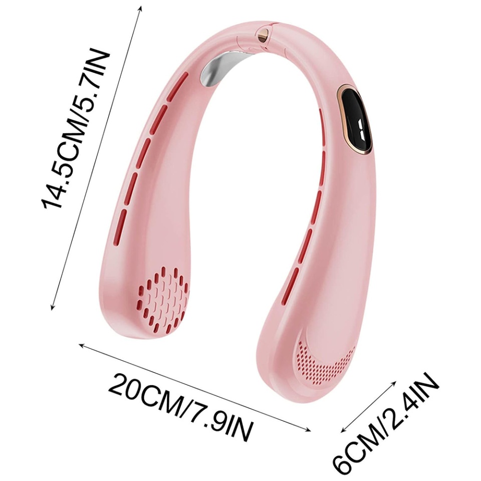 Ventilator Portabil pentru Gat, Ajustabil, 5 Trepte Viteza, Display Digital, USB, SKDR NeckBreeze - Roz - 1 | YEO