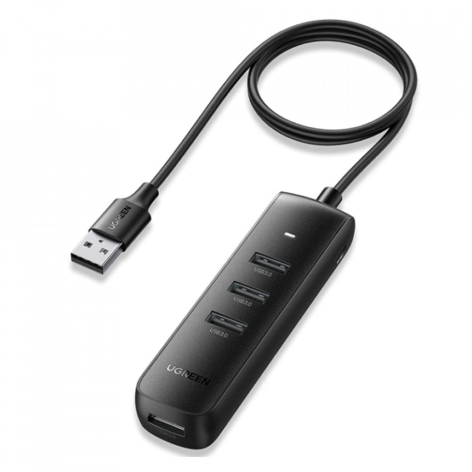 Adaptor internet (80657), Type-C la Port internet, 3x USB-A, viteza de 5Gbps, Ugreen - Negru