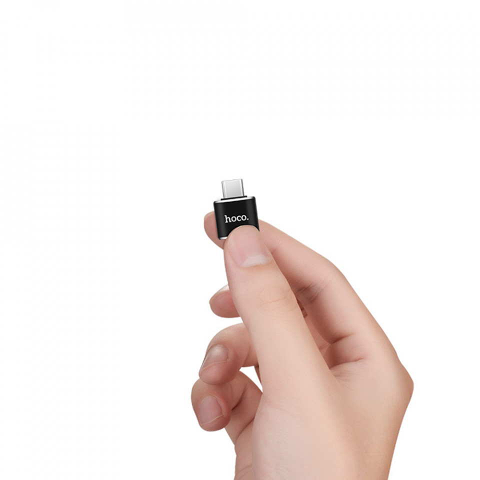 Adaptor OTG (UA5), USB-A la Type-C, Plug & Play, 480Mbps, HOCO - Negru - 2 | YEO