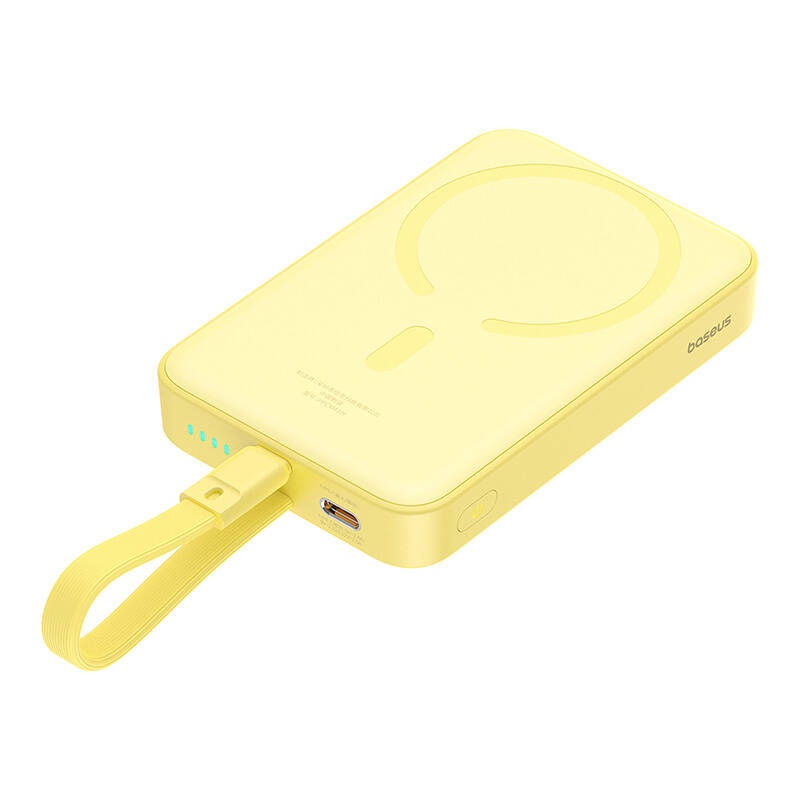 Baterie Externa, Baseus, Magnetica, Incarcare Rapida, MagSafe, USB-C, 10000mAh, 20W, Magnetic Mini, Galben - 2 | YEO