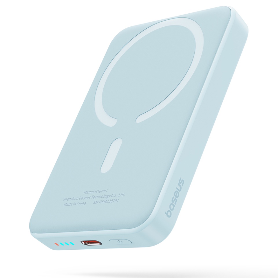 Baterie Externa, Baseus, Magnetica, Incarcare Rapida, MagSafe, USB-C, 10000mAh, 20W, Magnetic Mini, Bleu - 3 | YEO
