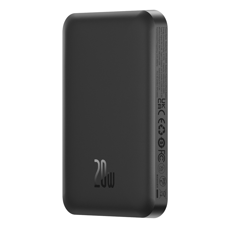 Baterie Externa, Baseus, Magnetica, Incarcare Rapida, MagSafe, USB-C, 5000mAh, 20W, Magnetic Mini, Negru - 2 | YEO